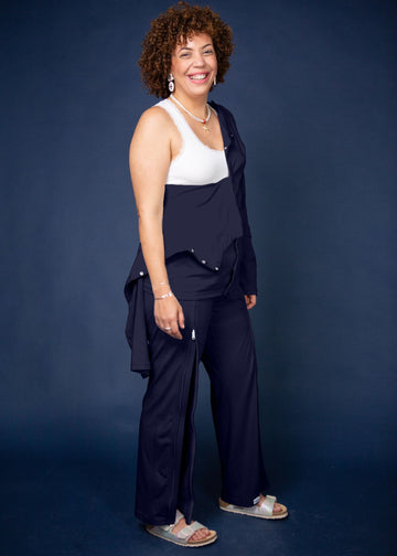 Women's Nightwear Set - Knit - Trousers & Long-Sleeved Cardigan.
