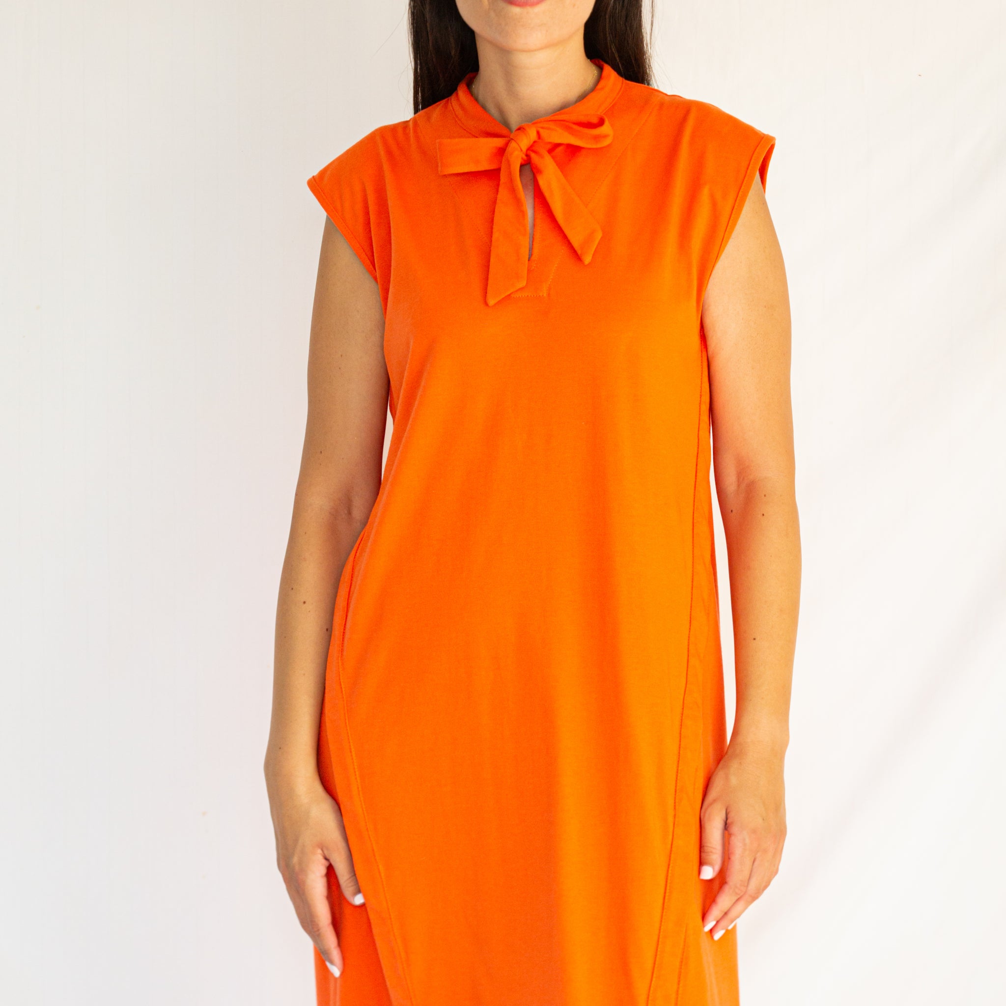 Robe Midi en Coton - Col en foulard et sans manche