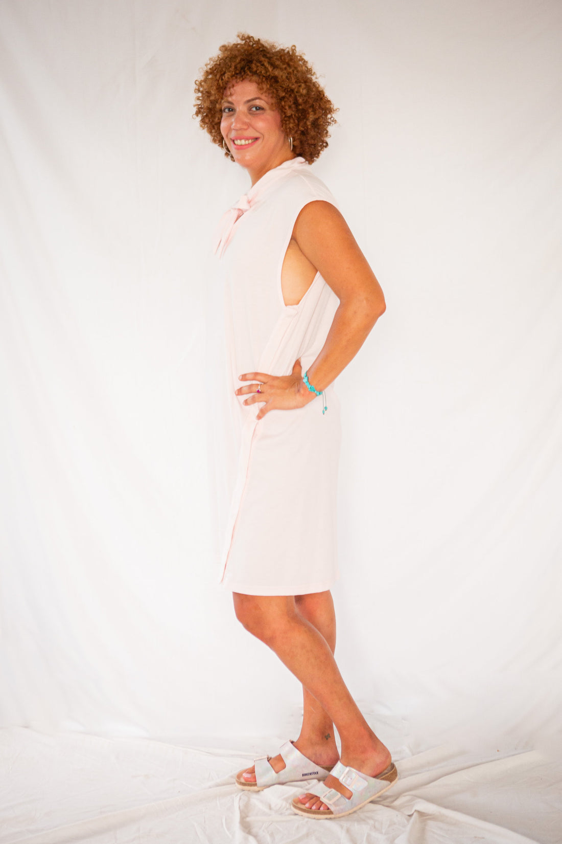 Robe Mini en Coton -  Col foulard et sans manche
