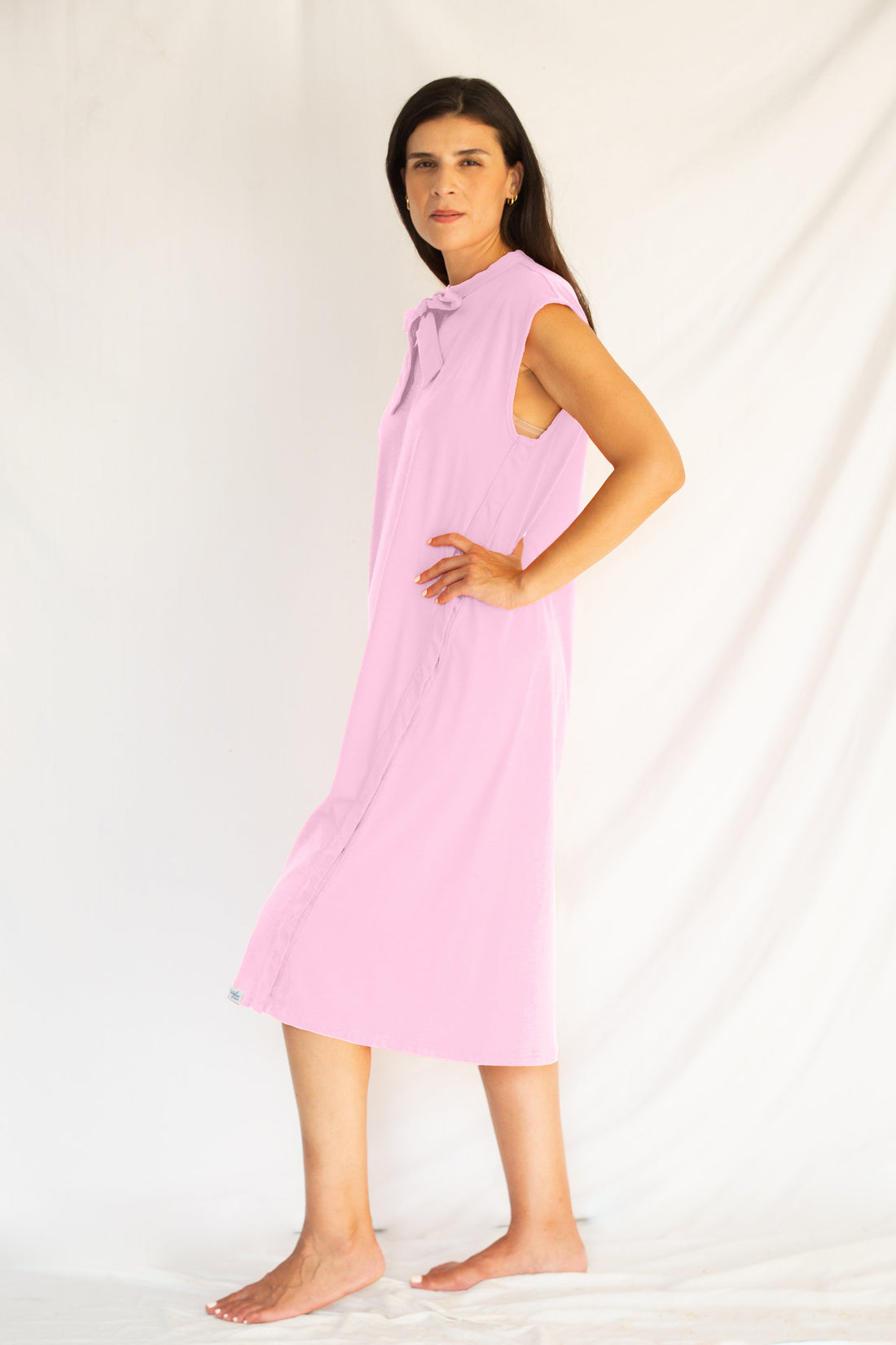 Robe Midi en Coton - Col en foulard et sans manche